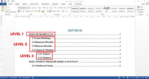 Cara membuat Daftar Isi Otomatis Di Microsoft Word | N.A.P.A