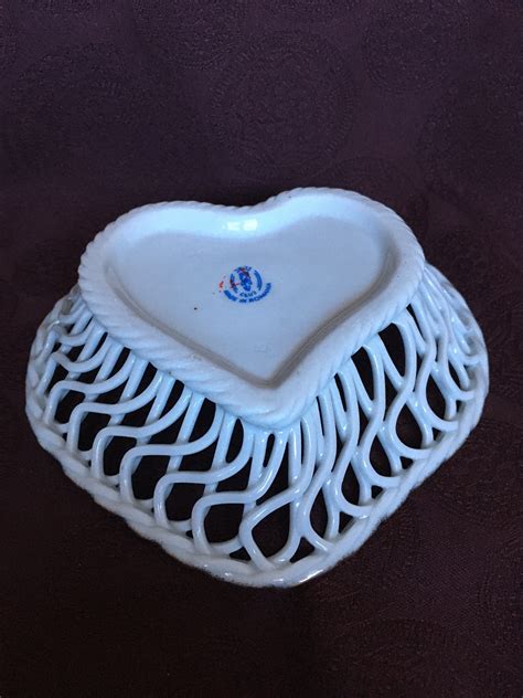 Candy Dish Heart Shaped Fine Porcelain Reticulated Trinket | Etsy