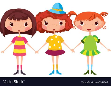 Three little girls Royalty Free Vector Image - VectorStock