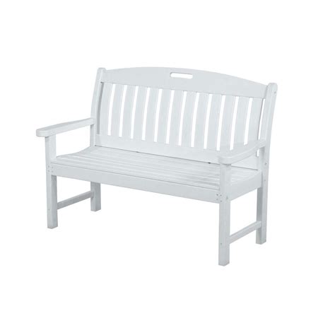 POLYWOOD Nautical 48 in. White Patio Bench-NB48WH - The Home Depot