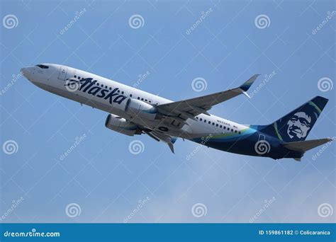 Alaska Airlines Taking Off from Los Angeles Airport LAX Editorial ...