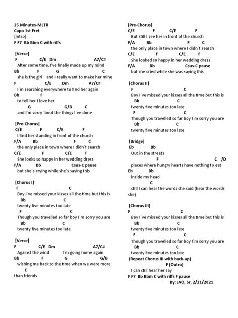 25 Minutes MLTR | PDF | Song Structure | Musical Forms