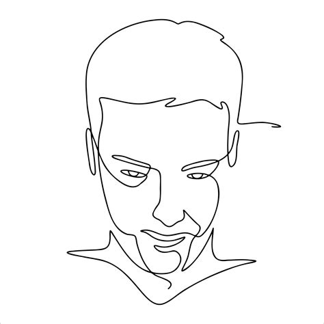 Man One Line art Drawing. face portrait Continuous Line Art Drawing. abstract minimal design ...