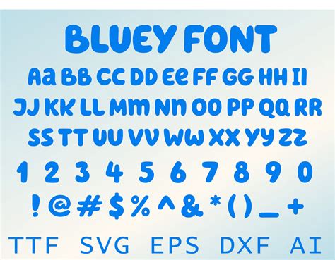 Bluey Font Bluey Font SVG Eps Svg Ttf Instant Download - Etsy Canada