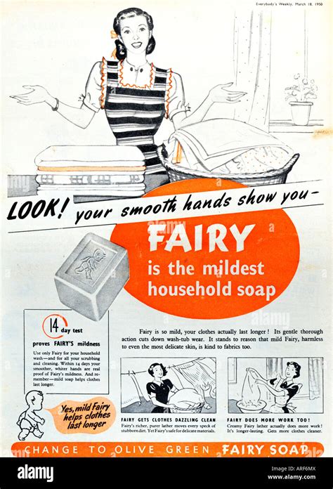 1950s magazine advertisement for Fairy Soap FOR EDITORIAL USE ONLY ...