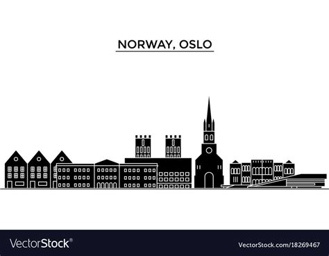 Norway oslo architecture city skyline Royalty Free Vector