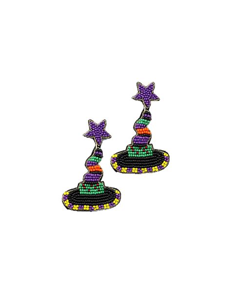 New Halloween Witch Hat Earrings, Halloween Hat Earrings, Gift for Her, Beaded Halloween ...