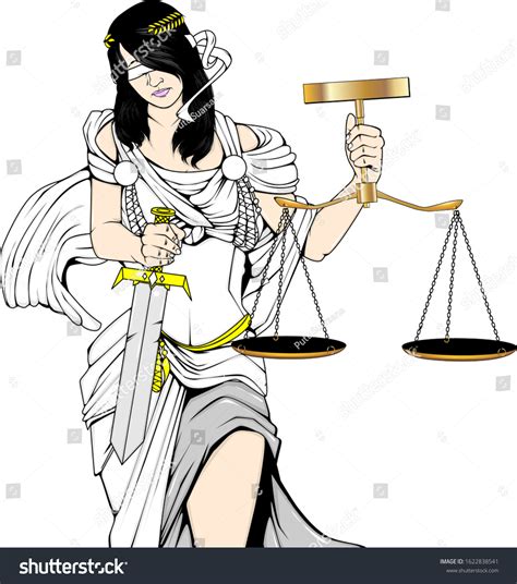 Judiciary Symbol Lady Justice Blindfold Scales Stock Vector (Royalty ...