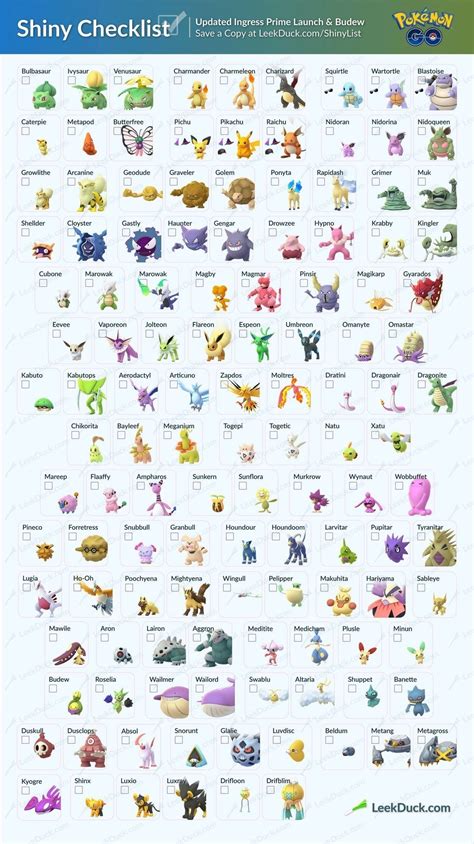 Pokemon Shiny Pokemon List