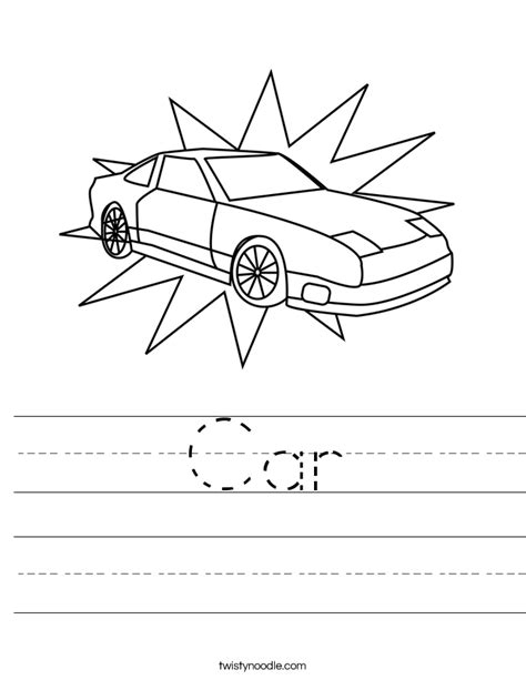 Car Worksheet - Twisty Noodle