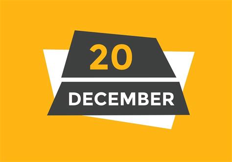 december 20 calendar reminder. 20th december daily calendar icon template. Calendar 20th ...