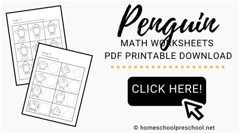 Free Penguin Math Worksheets for Preschoolers