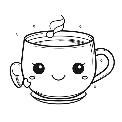 Cute Coffee Coloring Page Pages Outline Sketch Drawing Vector, Tea Drawing, Tea Outline, Tea ...
