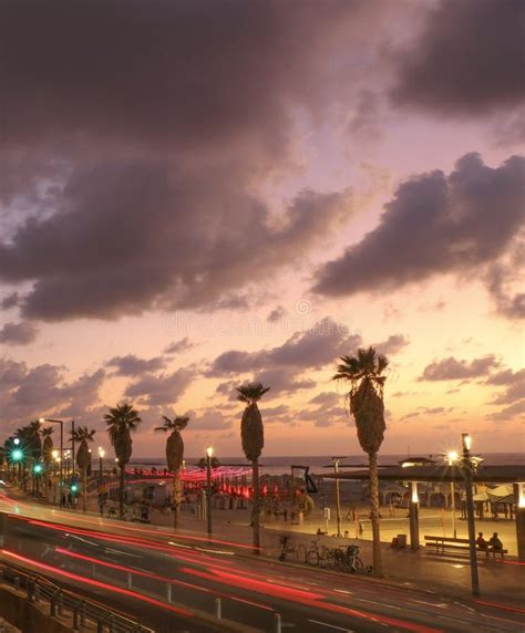 Tel Aviv Beach after Sunset in Israel Stock Image - Image of city ...