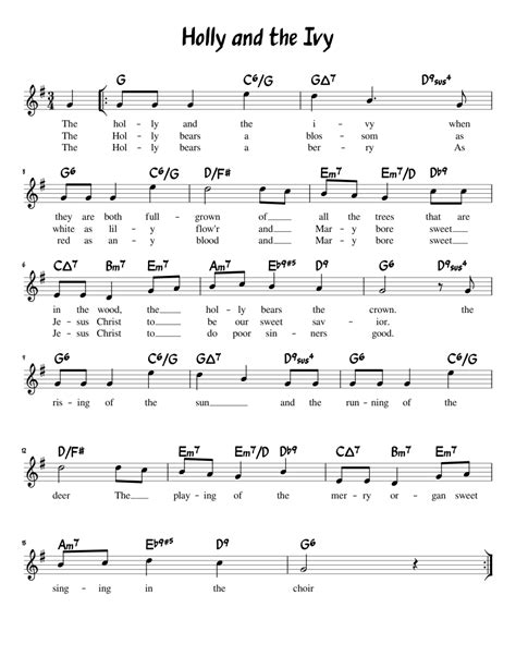 Holly and the Ivy Sheet music for Piano (Solo) | Musescore.com