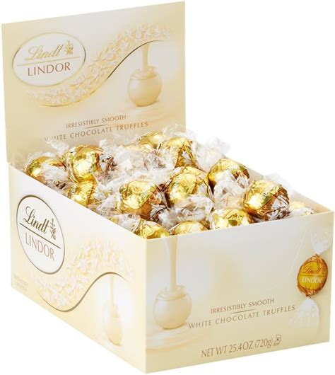 Lindt Lindor White Chocolate Truffles, Gluten Free, Kosher, 60 Count ...