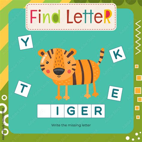 Word activities for Letter Tracing Book. Kids game Find letter – Write missing letter for T ...