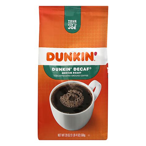 Dunkin Coffee, Ground, Medium Roast, Dunkin Decaf 20 Oz | Ground | Chief Markets