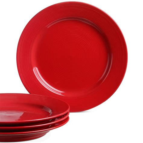 Amazon.com: Le Tauci Dinner Plates set, 10 Inch Ceramic Plates，Set of 4 True Red: Kitchen & Dining