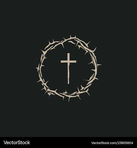 Easter banner with crown of thorns and cross Vector Image