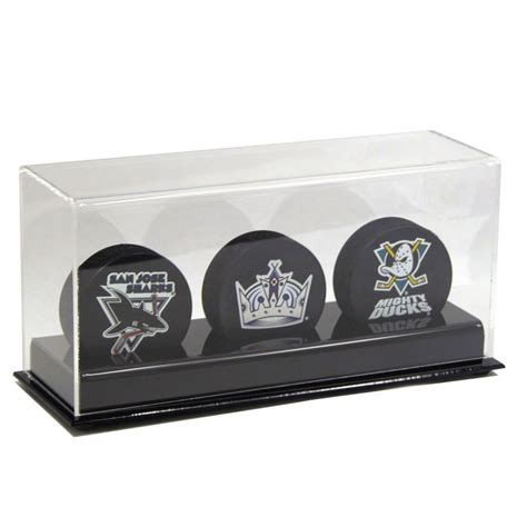 Acrylic Triple Hockey Puck Display Case - Polynex, Inc