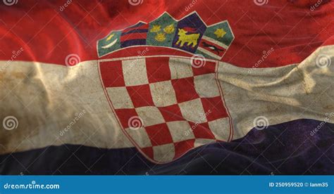 Old Croatia Flag Waving at Wind Stock Illustration - Illustration of patriotism, europe: 250959520