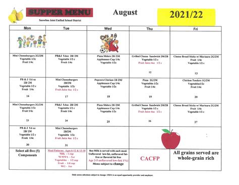 Lunch Menu – Students – Baldy Mesa Elementary School