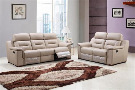 Contemporary Beige Leather Gel/Match Recliner Sofa Set 2Pcs Global United 9408 - Walmart.com ...