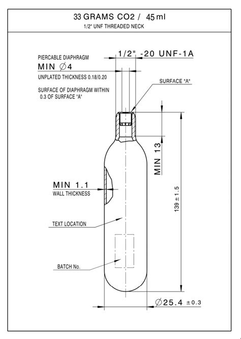 45CC( 33g ) CO2 cartridges & CO2 gas cylinder size chart - SHANGHAI ...