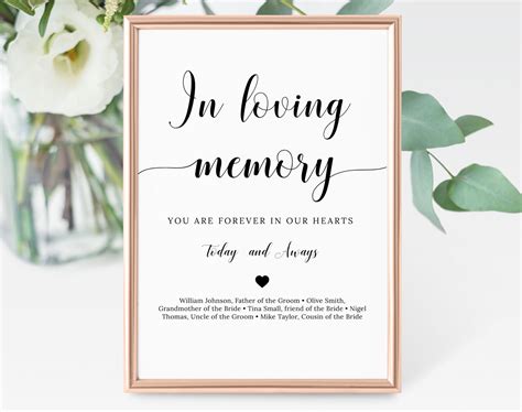 Home Décor In Loving Memory In Loving Memory Wedding Template Sign ...