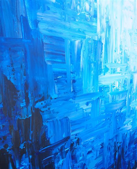 ORIGINAL BLUE ABSTRACT Painting Large Canvas Art Abstract Blue Indigo ...