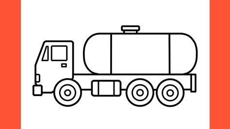 How to draw a FUEL TRUCK easy / drawing oil tanker step by step - YouTube