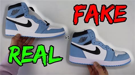 REAL VS FAKE! NIKE AIR JORDAN 1 UNIVERSITY BLUE COMPARISON! - YouTube