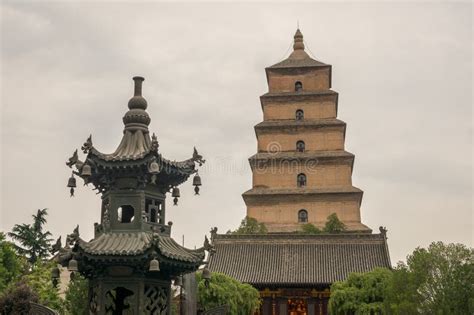 Giant Wild Goose Pagoda in Xian, Shaanxi Province, China Stock Photo ...