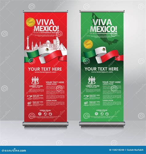 Happy Mexico Independence Day Roll Up Banner Set Stock Vector - Illustration of design, 16th ...