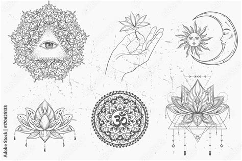 Mandala set and other elements. Vector. Mandala tattoo. , boho style ...