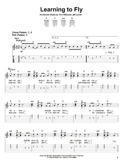 Learning To Fly by Tom Petty And The Heartbreakers - Easy Guitar Tab ...