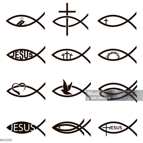 Jesus Fish Set Stock Illustration - Download Image Now - Fish, Baptism, Symbol - iStock