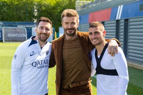 David Beckham pictured with Inter Miami transfer target Lionel Messi ...