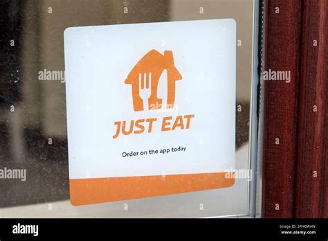 just eat sign in the window of a restaurant strandtown, east belfast ...