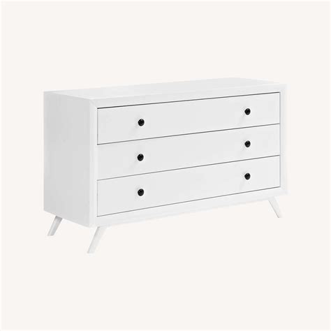 Stunning Modern White 3 Wide Big Long Draw Dresser - AptDeco