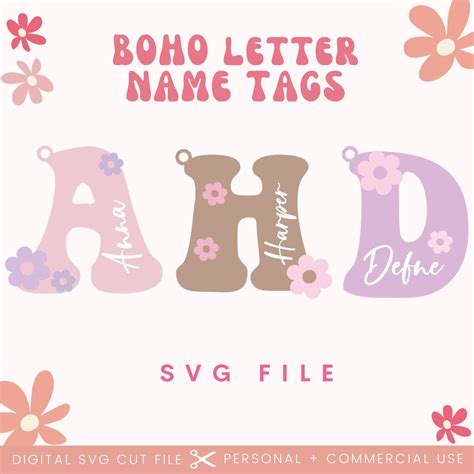 Retro Easter Daisy Letter Name Tag Keychain SVG Smiley Daisy Tag SVG ...