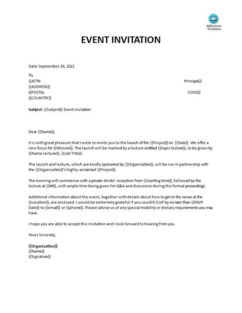 Format Of Invitation Letter For Event - Design Talk