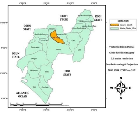 Map of Akure South Local Government Area in Ondo state setting. Source:... | Download Scientific ...