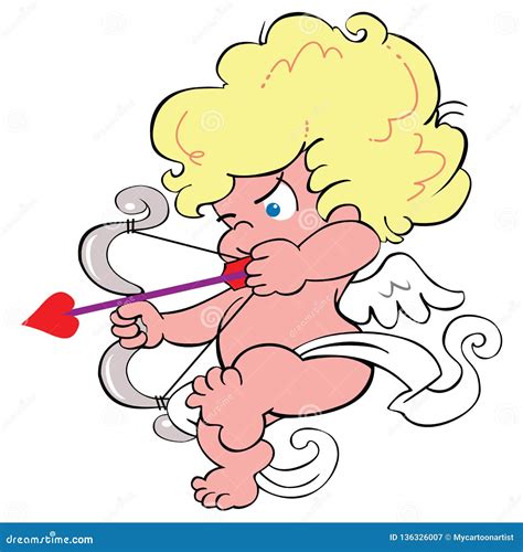 Cute Cupid with Bow and Arrow Drawing Stock Illustration - Illustration of purple, people: 136326007