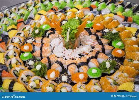 Japanese Sushi Buffet stock photo. Image of asia, condiments - 187710824