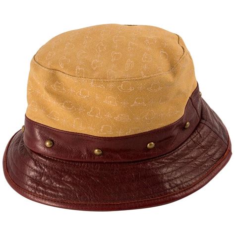 Stetson Bucket Hat Bordeaux Leather Camel Canvas For Sale at 1stDibs | camel bucket hat