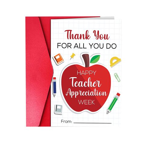 Teacher Appreciation Card Teacher Appreciation Gift Card Bulk Teacher's ...