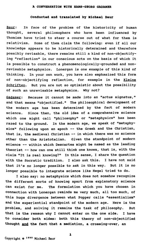 (PDF) A Conversation With Hans-Georg Gadamer