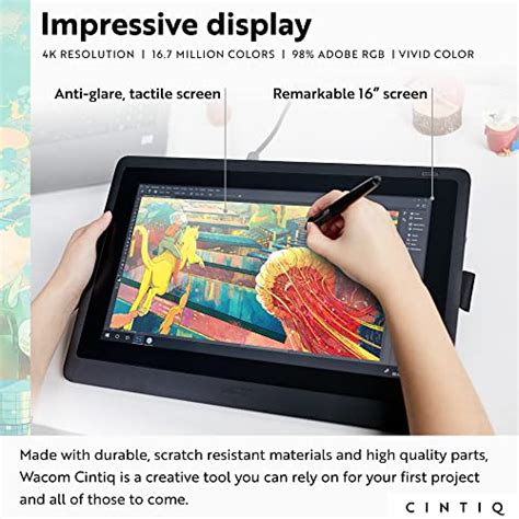 Wacom Cintiq 16 Drawing Tablet with Full HD 15.4-Inch Display Screen ...